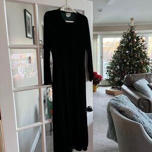 The Territory Ahead stretch green velvet maxi dress